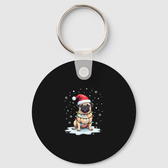 Llavero Pug Dog Christmas Men Women (1) (Anverso)