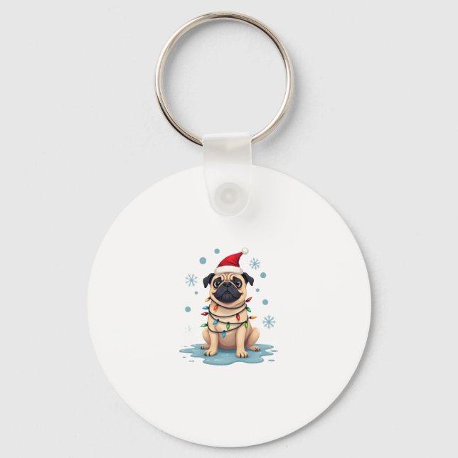 Llavero Pug Dog Christmas Men Women (1) (Anverso)
