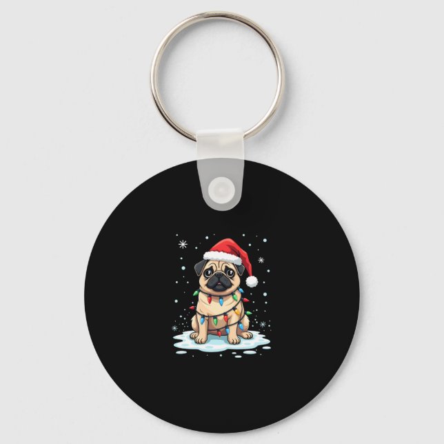 Llavero Pug Dog Christmas Men Women (2) (Anverso)