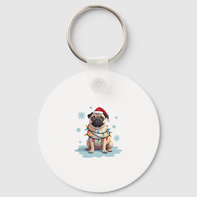 Llavero Pug Dog Christmas Men Women (2) (Anverso)