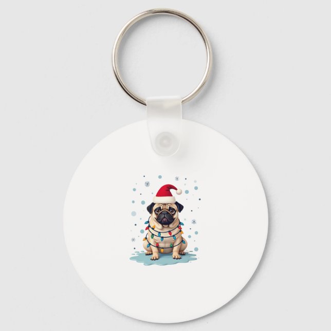 Llavero Pug Dog Christmas Men Women (3) (Anverso)