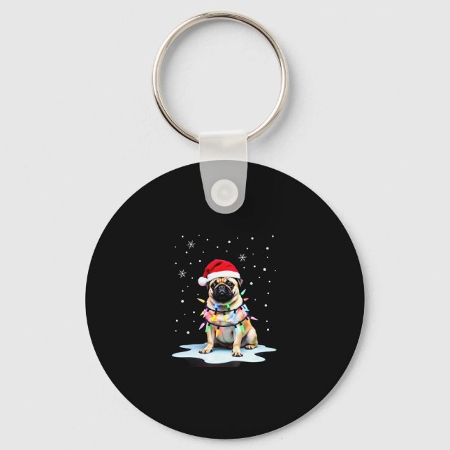 Llavero Pug Dog Christmas Men Women (3) (Anverso)