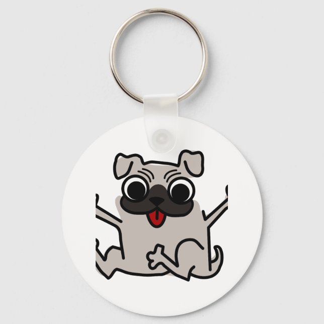 Llavero Pug feliz (Anverso)
