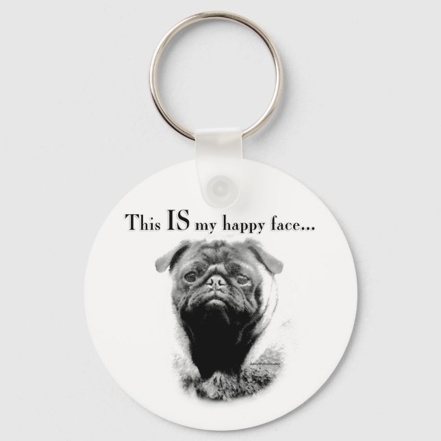Llavero Pug Happy Face (Anverso)
