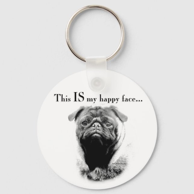 Llavero Pug Happy Face (Anverso)