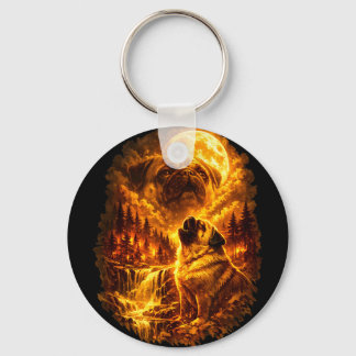 Llavero Pug howling at moon dramatic full moon 