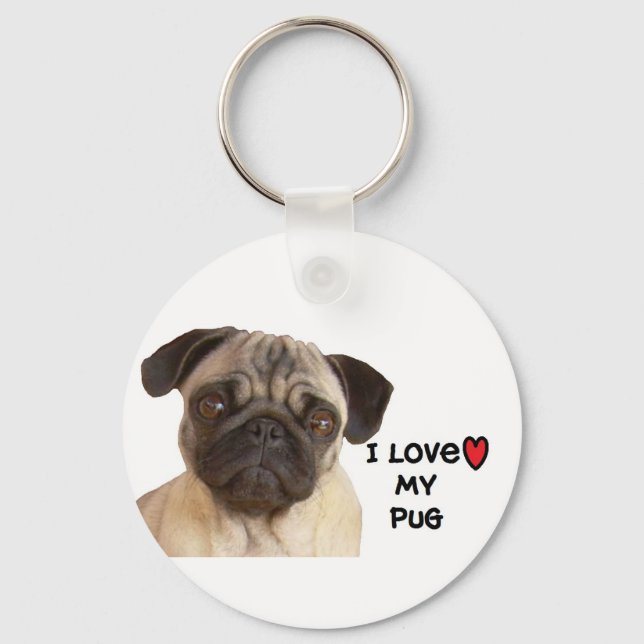 Llavero Pug Keychain "Amo mi Pug" (Anverso)