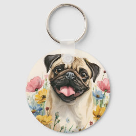 Llavero Pug Keychain – Watercolor