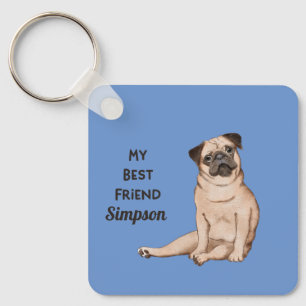 Llavero Pug Mejor Amigo Nombre Personalizado Volver A Info