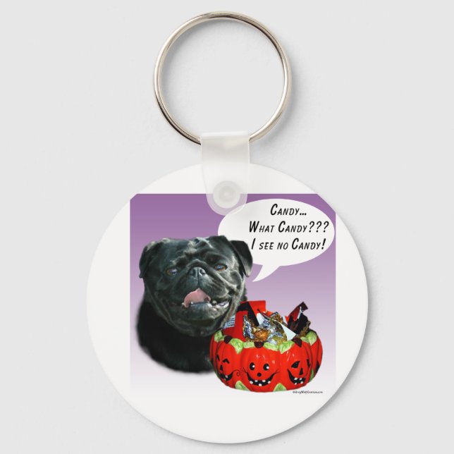 Llavero Pug (negro) Halloween Candy (Anverso)