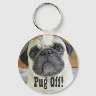 Llavero "Pug Off" (Apagón) Gracioso Pug Dog Key Chain