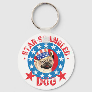 Llavero Pug Patriótico