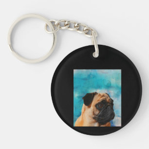Llavero Pug Portrait Cute Pug Face Pug Lover