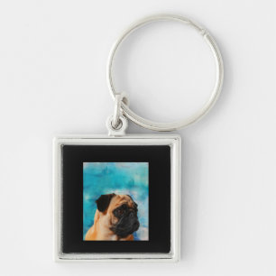 Llavero Pug Portrait Cute Pug Face Pug Lover