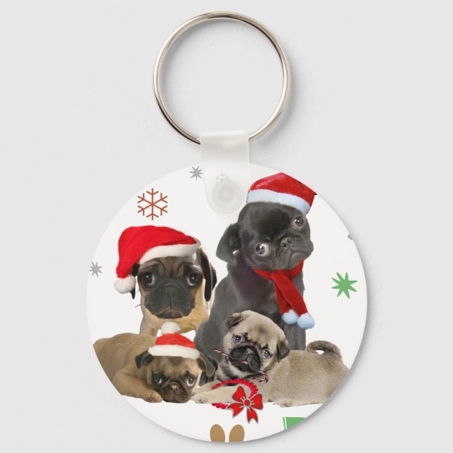 Llavero Pug Santa Paws (Anverso)