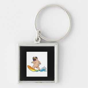 Llavero Pug Surfing Surfing Surfboard Pug con lentes