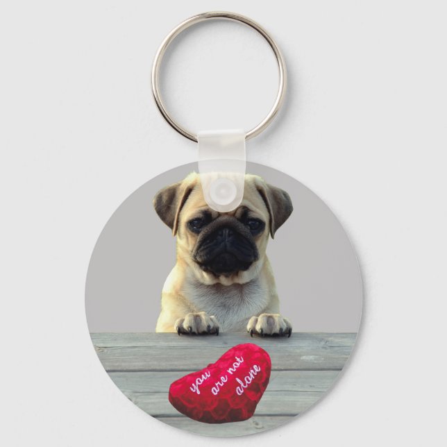 Llavero Pug Wishing Happy Valentine's Day Heart keychain (Anverso)