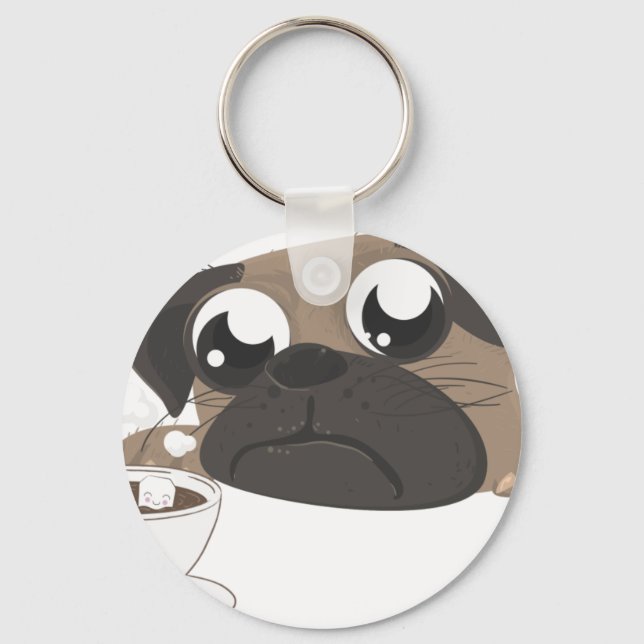 Llavero Pug y café (Anverso)