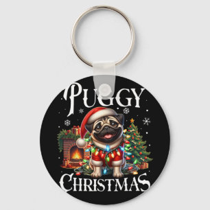 Llavero Puggy Navidad Pug Xmas Pug Santa Claus Pug 