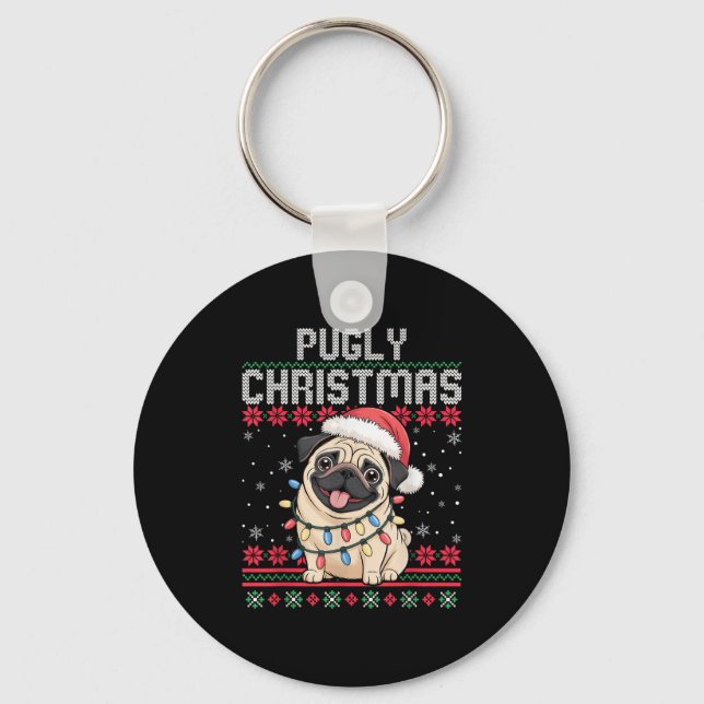 Llavero Pugly Ba Ham Pug Ugly Christmas Sweater Dog Pugs  (Anverso)