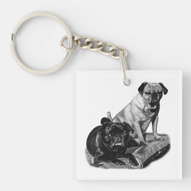 Llavero Pugs de Bolsillo, Arte Sombreado (Frente)