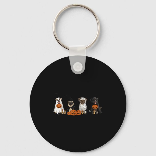 Llavero Pugs Dog Lovers - Pug Ghost Pug Witch Pug Hallowee (Anverso)