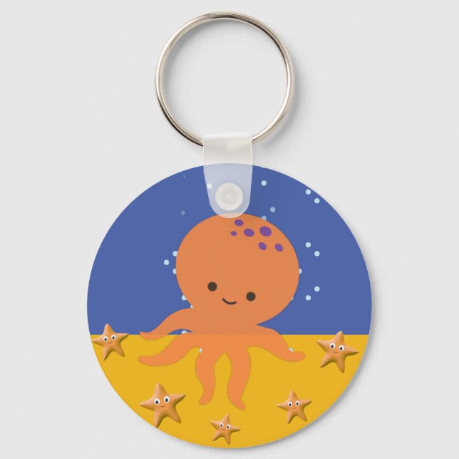 Llavero Pulpito de Dibujos Animados Estrella de Mar Lindo (Anverso)