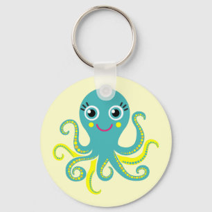 Llavero Pulpo azul y amarillo