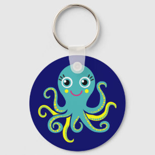 Llavero Pulpo azul y amarillo