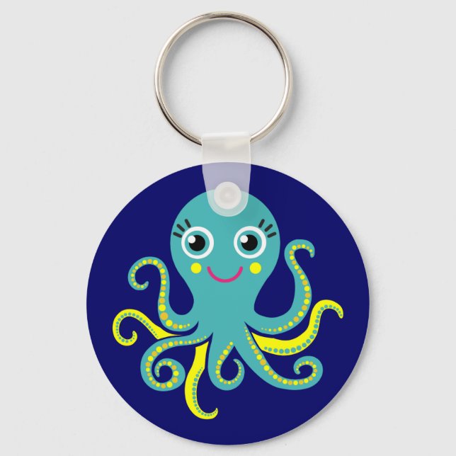 Llavero Pulpo azul y amarillo (Anverso)