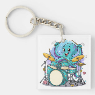 Llavero Pulpo Baterista Divertido Dibujo Animado Pulpo Toc