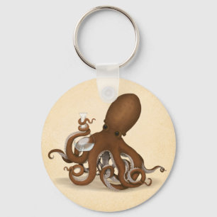 Llavero Pulpo con Lab Flask Steampunk Química y Ciencia