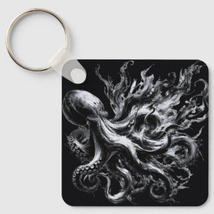 Llavero Pulpo Kraken de fluido de tinta abstracta