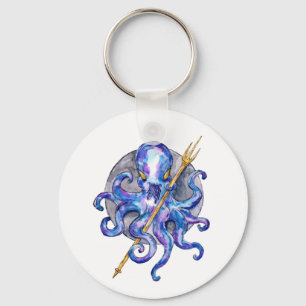Llavero Pulpo morado y azul con tridente