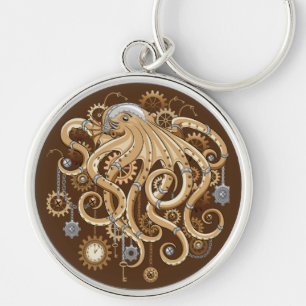 Llavero Pulpo Steampunk Retro Fantasía Mecánica