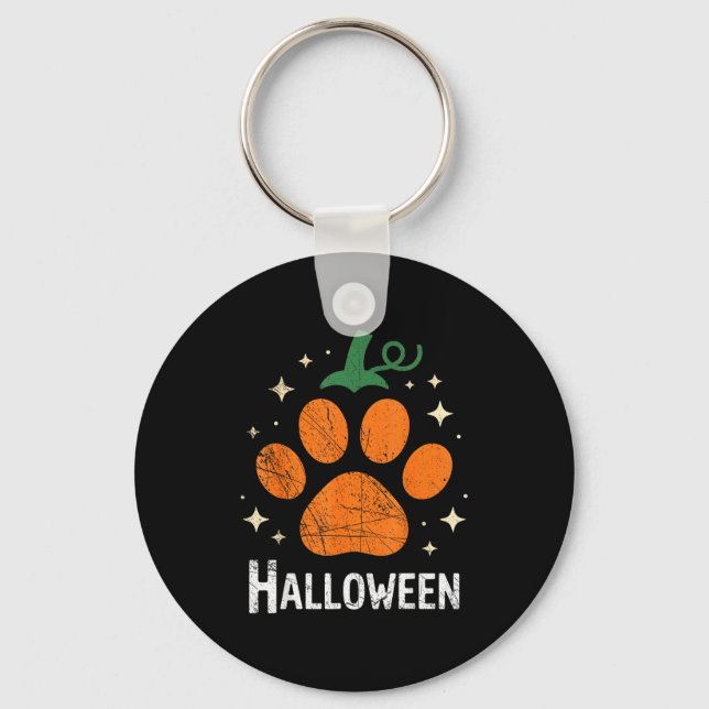 Llavero Pumpkin Dog Cat Paw Print Halloween Pet Lover  (Anverso)