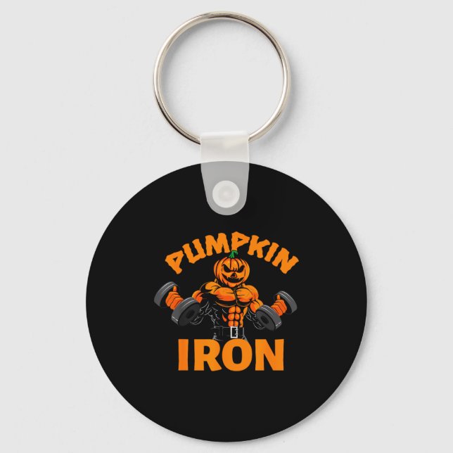 Llavero Pumpkin Iron Halloween Gym Workout Lifting Pun Fun (Anverso)