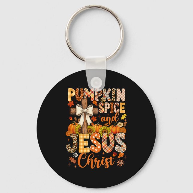 Llavero Pumpkin Sce And Jesus Christ Funny Fall Christian  (Anverso)