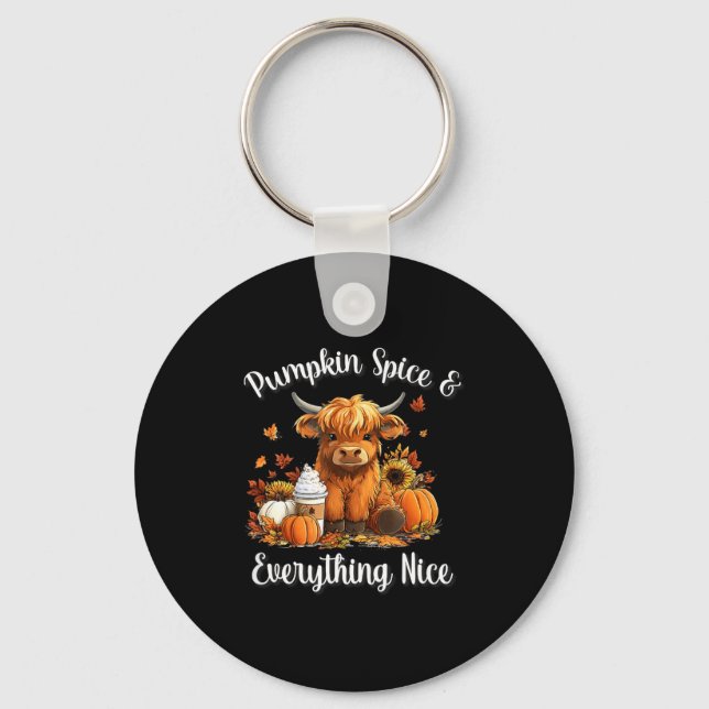 Llavero Pumpkin Spice &amp; Everything Nice Highland Cow L (Anverso)