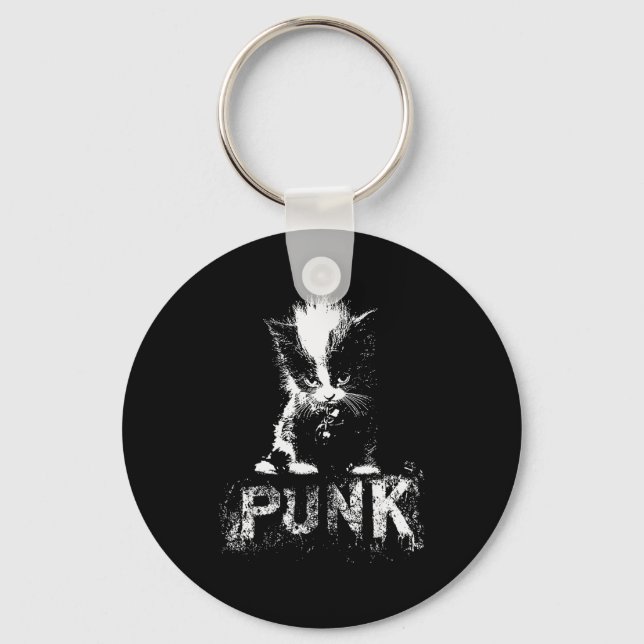Llavero Punk Kitten Cat With Mohawk Nge Gothic Design  (Anverso)