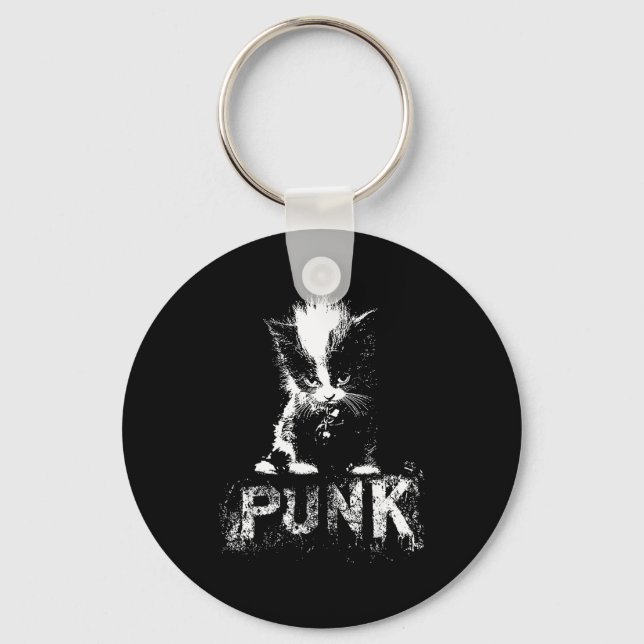 Llavero Punk Kitten Cat With Mohawk Nge Gothic Design  (Anverso)