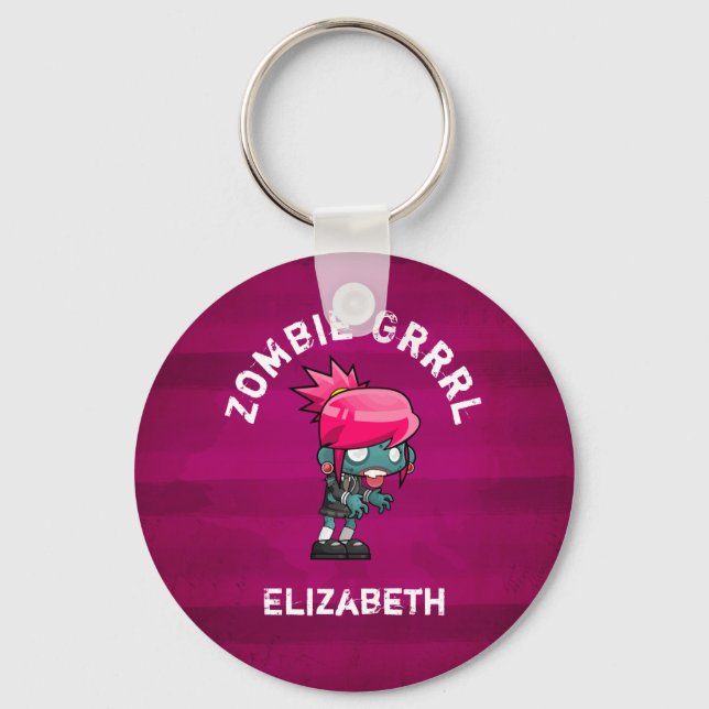 Llavero Punk lindo Rock Zombie Grrrl Personalizado (Anverso)