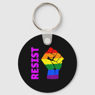 Llavero Puño levantado arcoíris pro-LGBT #resistir Anti-Tr