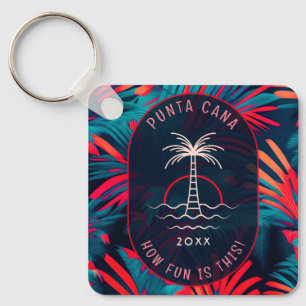 Llavero Punta Cana Beach fiesta Palm tree hoja al atardece