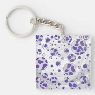 Llavero Punto de Polka blanco y púrpura dálmata