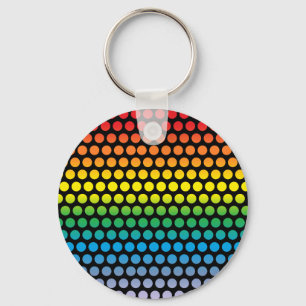 Llavero Punto de polka del arco iris negro