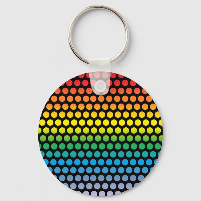 Llavero Punto de polka del arco iris negro (Anverso)