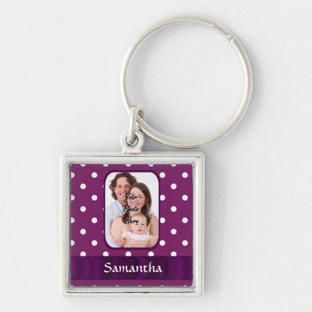 Llavero Punto de polka morado (Frente)