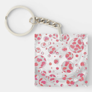 Llavero Punto Polka Dalmatia rosa y blanco