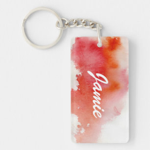 Llavero Punto rojo, pintado a mano abstracto de la